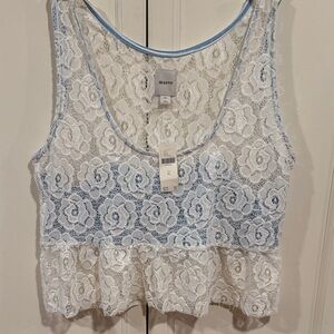 Maeve Ivory and Blue Lace Top